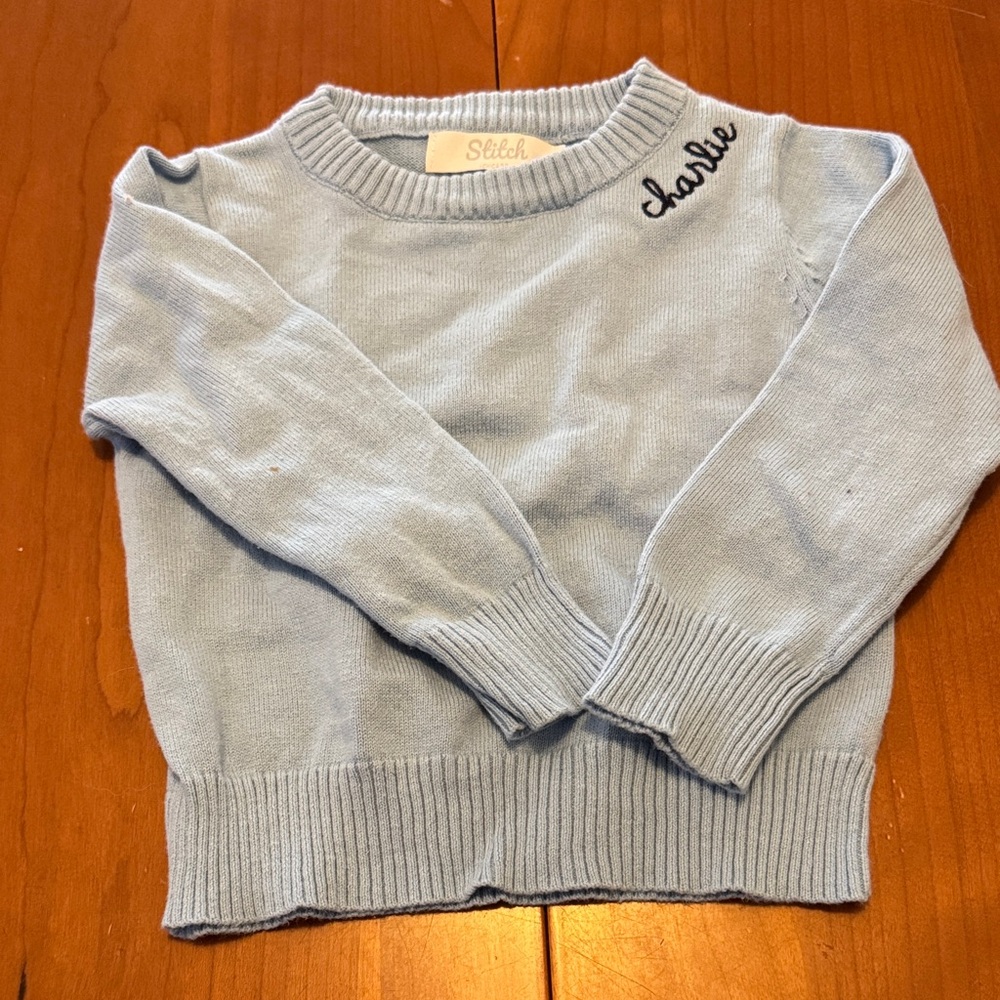 Baby Light Blue  Embroidered “Charlie” Sweater